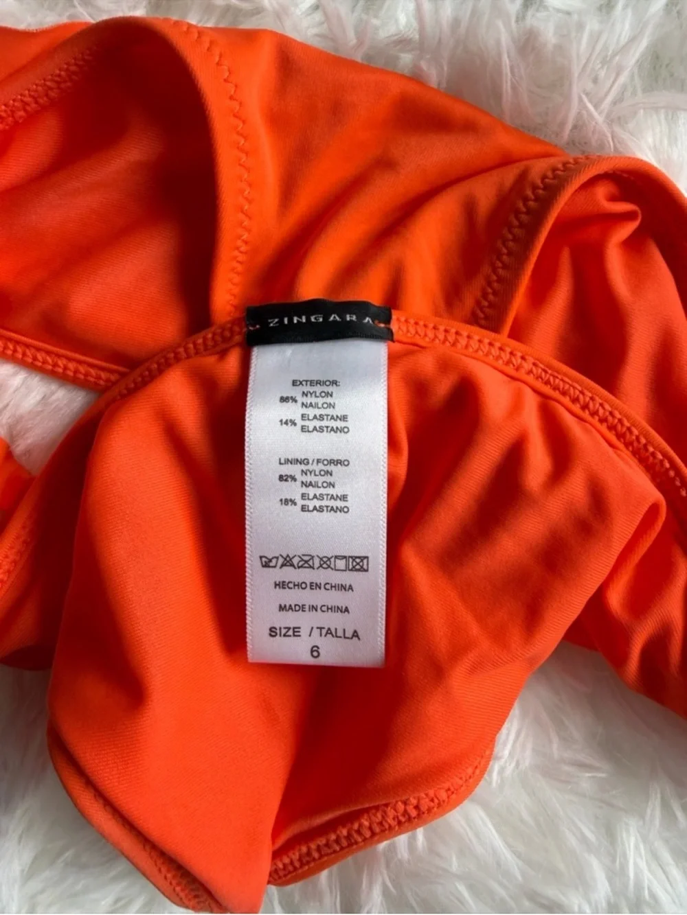 Zingara Orange Ruffle Bikini Set Lace Trim Tie Side Swimwear Size 6/8